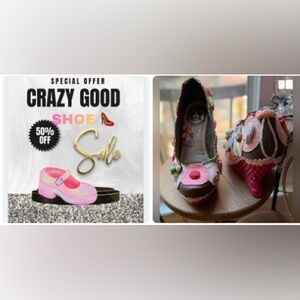 Custom/Handmade, One-of-a-Kind, Women's WedgePumps in “Sweets” Theme. Size 7/7.5